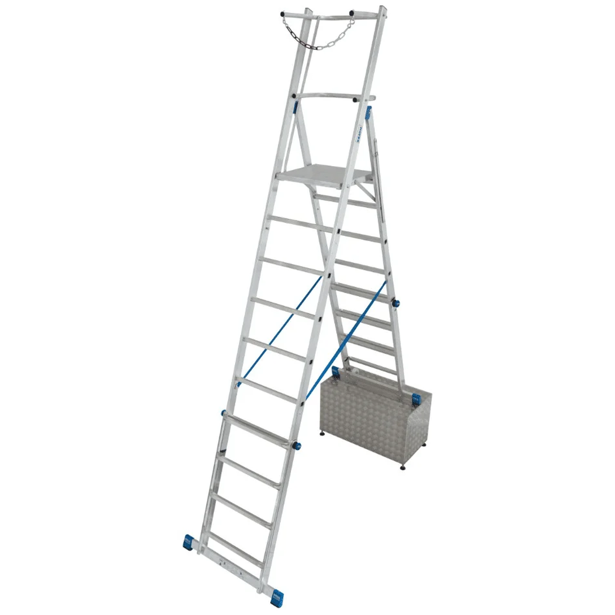 Телескопическая лестница с платформой STABILO 8–10 ступеней